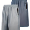 Quick Dry 2pcs Men's Athletic Shorts - Elastic Waistband with Zip Pockets - Basketball Football Activewear