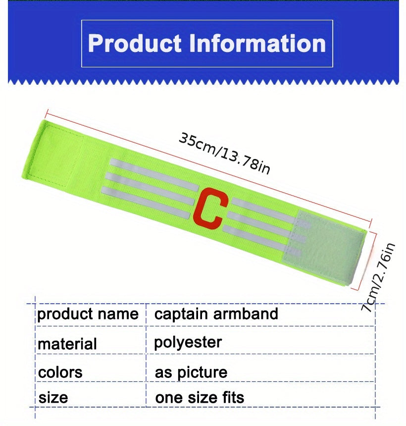 1 Piece Adjustable Football Captain's Armband for Adults and Youth - Ideal for Multi-Sports, Senior and Junior Sizes Available