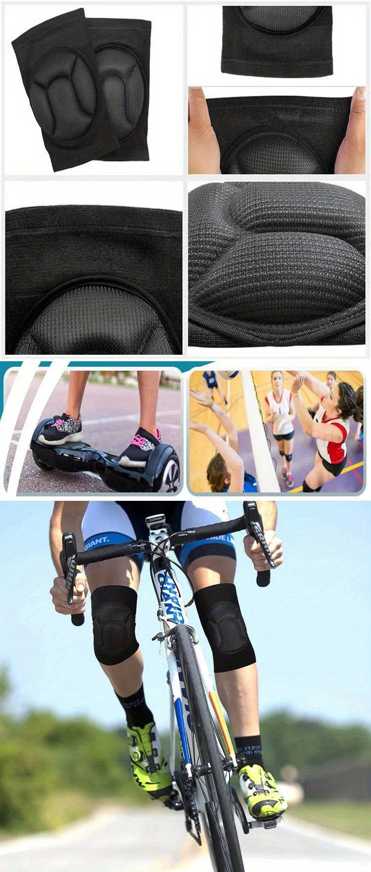 1pair Thickened Knee And Elbow Pads, For Football, Volleyball, Extreme Sports, Skateboarding, Skiing, Fitness, Cycling