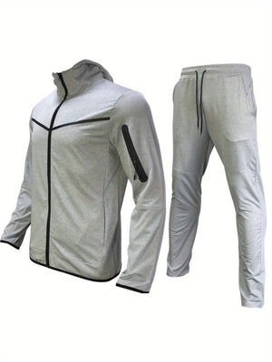 Two-Piece Boutique Hoodie Sports Set - Stylish European & American Inspired Casual Wear for Men - Soft, Breathable, Comfortable, and Versatile Spring & Autumn Sportswear