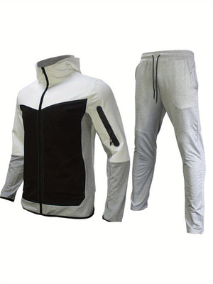 Two-Piece Boutique Hoodie Sports Set - Stylish European & American Inspired Casual Wear for Men - Soft, Breathable, Comfortable, and Versatile Spring & Autumn Sportswear