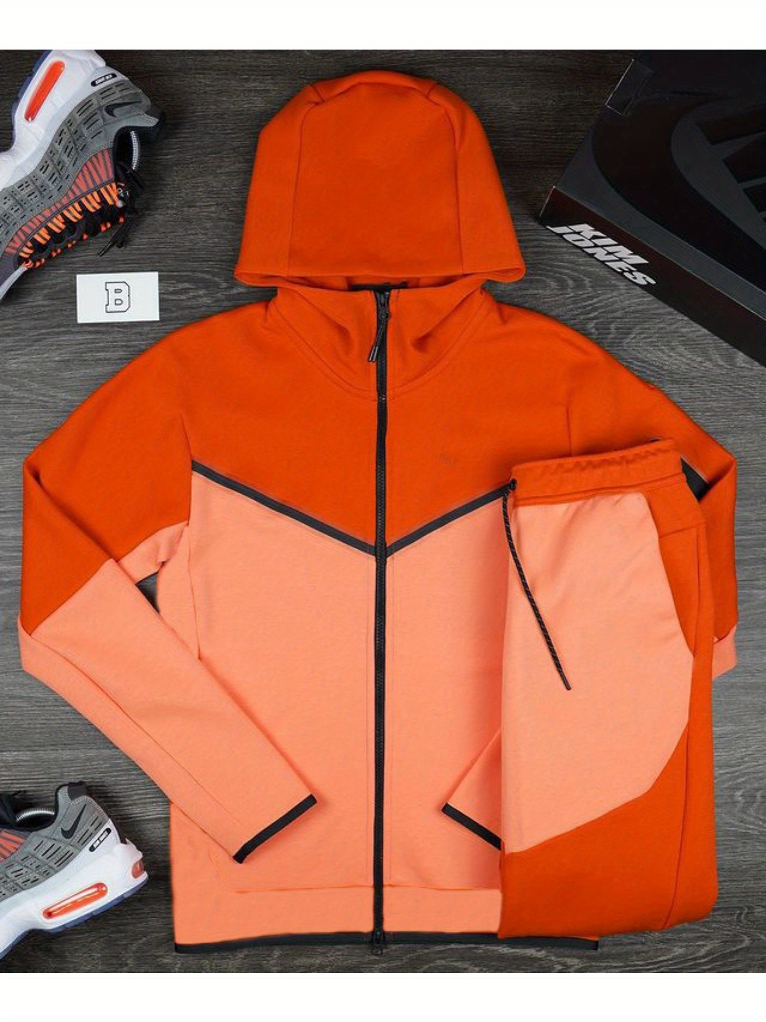 Two-Piece Boutique Hoodie Sports Set - Stylish European & American Inspired Casual Wear for Men - Soft, Breathable, Comfortable, and Versatile Spring & Autumn Sportswear