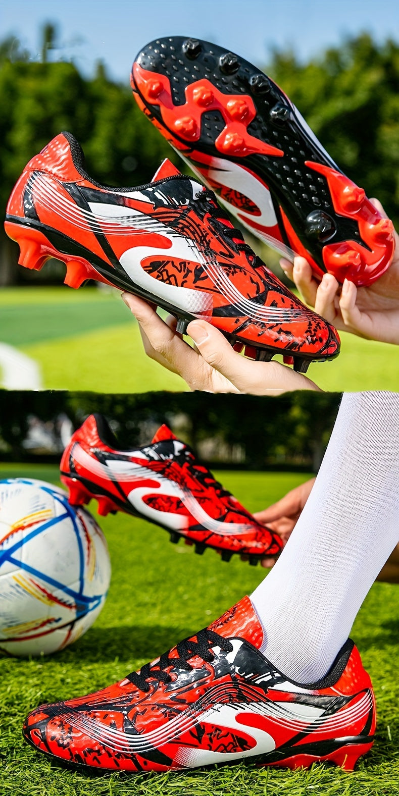 Non Slip Football Cleat With Spikes, Professional Comfy Outdoor Breathable Soccer Cleats & Shoes For Training Competition