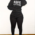 Womens Fashionable Athleisure Set - Letter Print Hoodie with Kangaroo Pocket & Drawstring Pants - Casual, Comfortable Sportswear Outfit for Everyday Style