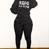 Womens Fashionable Athleisure Set - Letter Print Hoodie with Kangaroo Pocket & Drawstring Pants - Casual, Comfortable Sportswear Outfit for Everyday Style