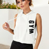 Women's Sleeveless Hooded T-Shirt with Letter Print, Loose Fit Casual Sportswear Top, Breathable Activewear Tank