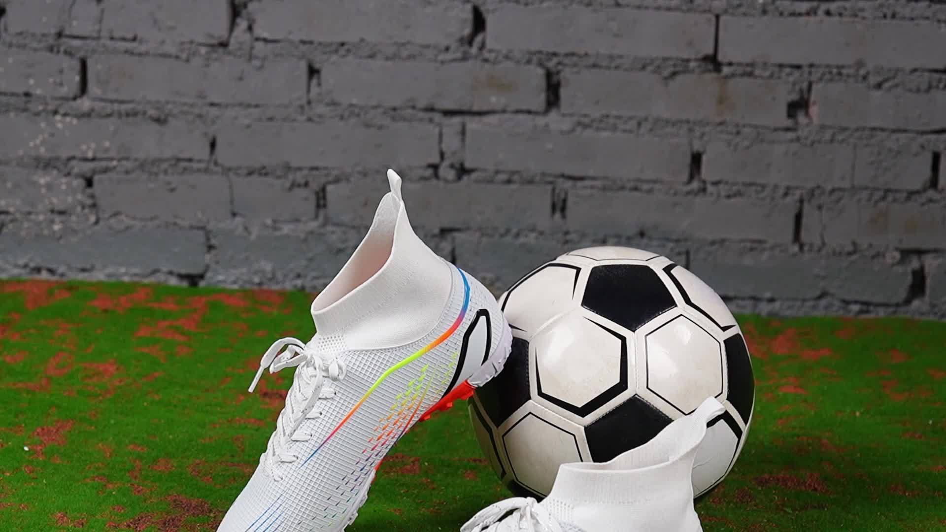 Professional Men's High Top Turf Football Boots - Anti-skid Breathable Lace Up TF Soccer Cleats for Summer Rainy Day Training and Outdoor Competition