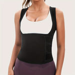 Women's Sports Sweat Sauna Suit, Waist-Cinching Shapewear Vest with Fixed Bra for Anti-Sagging Support, Body-Shaping Running Workout Outfit, Convenient Stick-On Design, Tummy Control Yoga & Gym Wear Short Coat Top, Sexy Sport