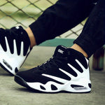 Men's Professional Basketball Shoes, Comfy High Top Breathable Non Slip Shock Absorption Lace Up Air Cushion Sneakers For Training Running Walking