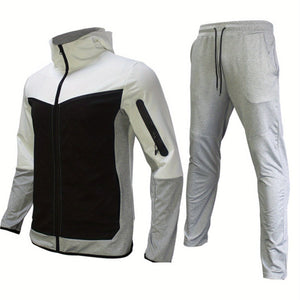 Two-Piece Boutique Hoodie Sports Set - Stylish European & American Inspired Casual Wear for Men - Soft, Breathable, Comfortable, and Versatile Spring & Autumn Sportswear