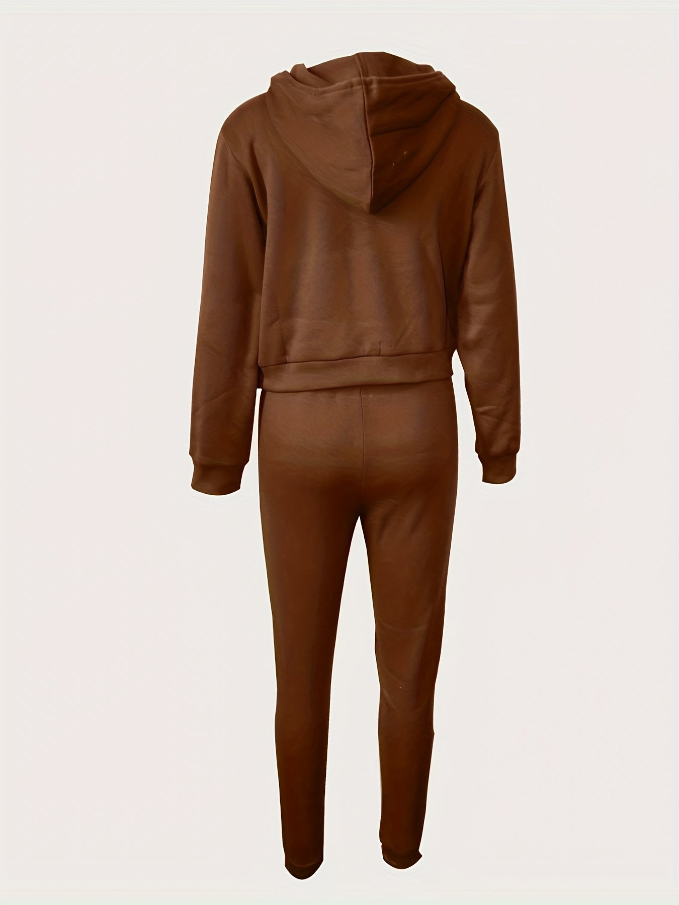 Womens Fashionable Athleisure Set - Letter Print Hoodie with Kangaroo Pocket & Drawstring Pants - Casual, Comfortable Sportswear Outfit for Everyday Style