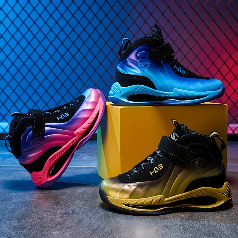 Boys' High-Top Basketball Shoes - Breathable, Anti-Slip, Wear-Resistant for Indoor Outdoor Training, All Seasons - Stylish, Cool, Comfortable Shoes for Boys