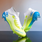 Men's Trendy Striped AG Soccer Shoe With Collar, Non Slip Comfy Football Training Shoes For Outdoor Competition, All Seasons