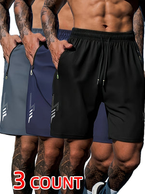 [Quick-Dry Shorts] 3pcs Quick-Dry Men's Summer Shorts | Casual Sportswear for Running, Fitness, Cycling, Jogging, and Outdoor Activities