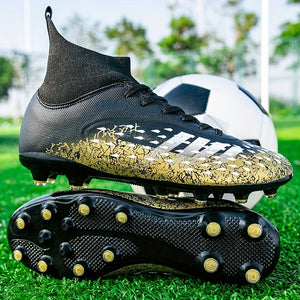 Men's Professional Football Shoes High Top Lace Up Non Slip With Cleat For Outdoor Competition Training Running, All Seasons