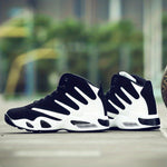 Men's Professional Basketball Shoes, Comfy High Top Breathable Non Slip Shock Absorption Lace Up Air Cushion Sneakers For Training Running Walking
