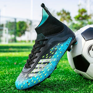 Men's Professional Football Shoes High Top Lace Up Non Slip With Cleat For Outdoor Competition Training Running, All Seasons