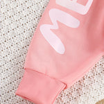 Girls' Letter and Cat Print Hoodie Sweatshirt Set, Spring/Autumn Casual Sportswear Two-Piece for Kids (Medium/Large), Perfect for Outdoor