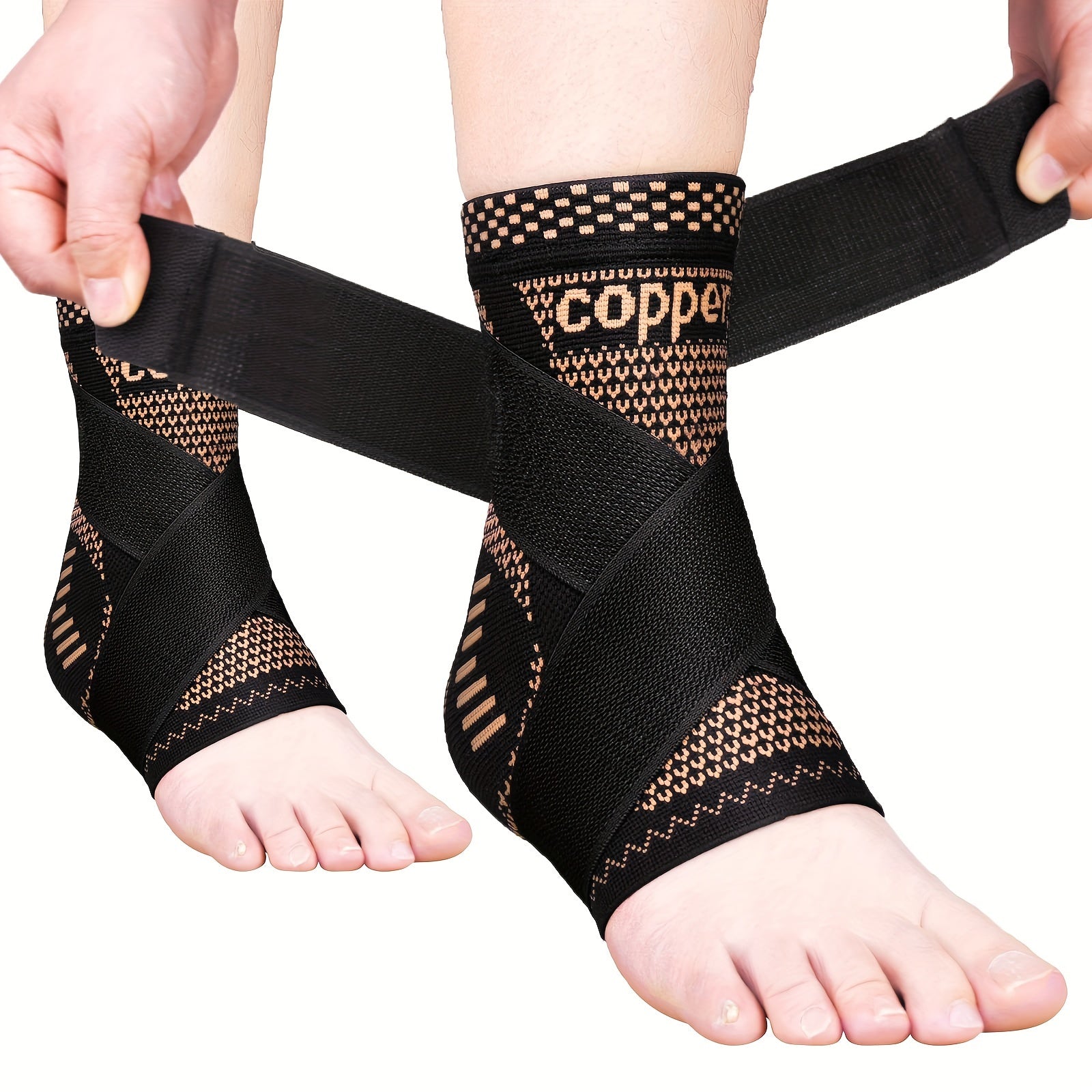 1pc Copper Ankle Brace Adjustable Compression Sleeve, Support Heel Brace For Football