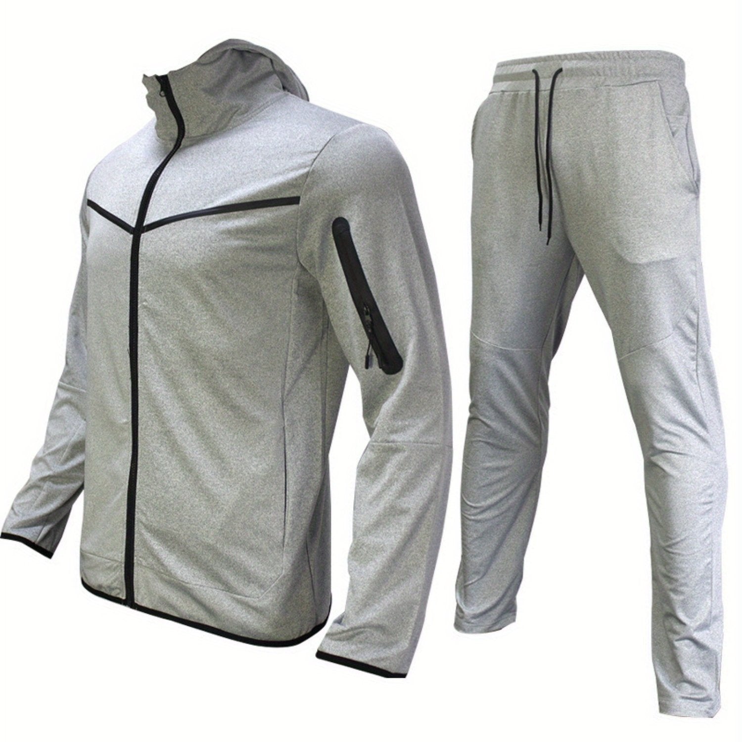 Two-Piece Boutique Hoodie Sports Set - Stylish European & American Inspired Casual Wear for Men - Soft, Breathable, Comfortable, and Versatile Spring & Autumn Sportswear