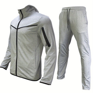 Two-Piece Boutique Hoodie Sports Set - Stylish European & American Inspired Casual Wear for Men - Soft, Breathable, Comfortable, and Versatile Spring & Autumn Sportswear