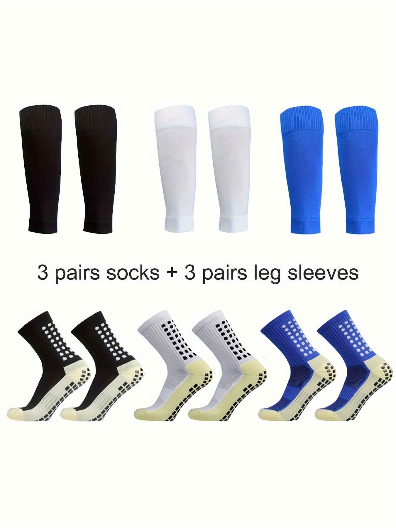 6 Pairs Sports Outdoor Leg Football Socks Set Breathable Non Slip Silicone Grip Soccer Socks