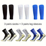 6 Pairs Sports Outdoor Leg Football Socks Set Breathable Non Slip Silicone Grip Soccer Socks