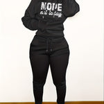 Womens Fashionable Athleisure Set - Letter Print Hoodie with Kangaroo Pocket & Drawstring Pants - Casual, Comfortable Sportswear Outfit for Everyday Style