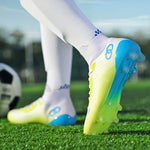 Men's Trendy Striped AG Soccer Shoe With Collar, Non Slip Comfy Football Training Shoes For Outdoor Competition, All Seasons