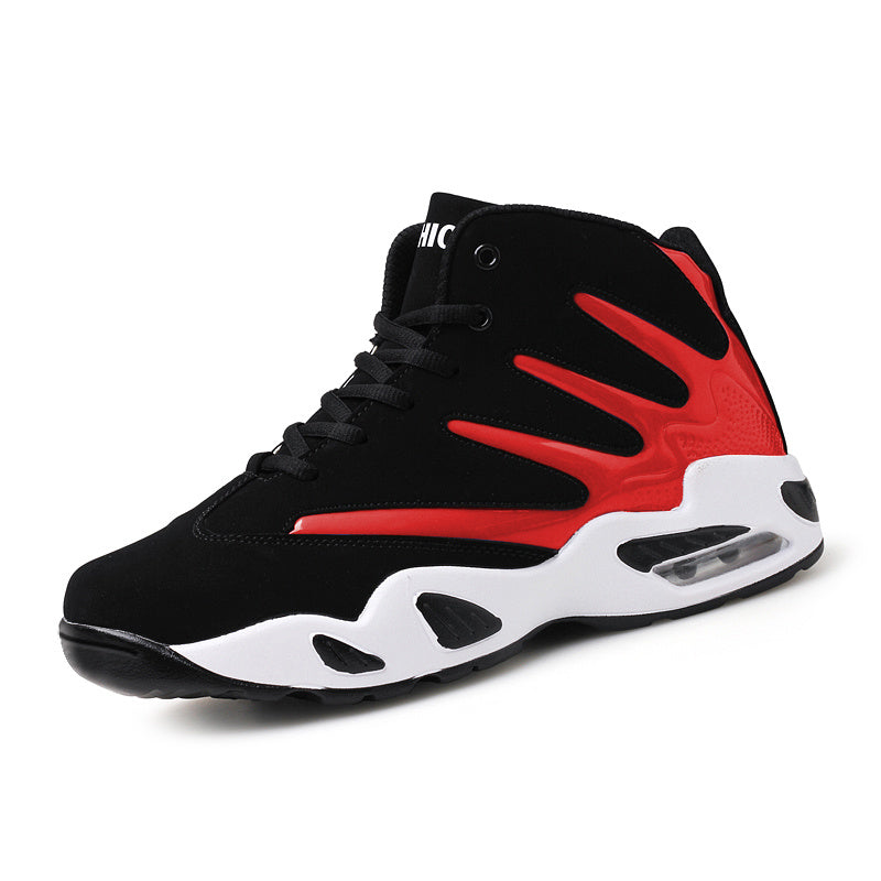 Men's Professional Basketball Shoes, Comfy High Top Breathable Non Slip Shock Absorption Lace Up Air Cushion Sneakers For Training Running Walking