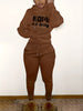Womens Fashionable Athleisure Set - Letter Print Hoodie with Kangaroo Pocket & Drawstring Pants - Casual, Comfortable Sportswear Outfit for Everyday Style