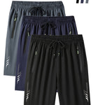 [Quick-Dry Shorts] 3pcs Quick-Dry Men's Summer Shorts | Casual Sportswear for Running, Fitness, Cycling, Jogging, and Outdoor Activities