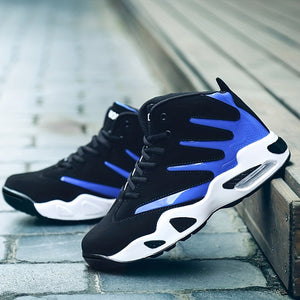 Men's Professional Basketball Shoes, Comfy High Top Breathable Non Slip Shock Absorption Lace Up Air Cushion Sneakers For Training Running Walking