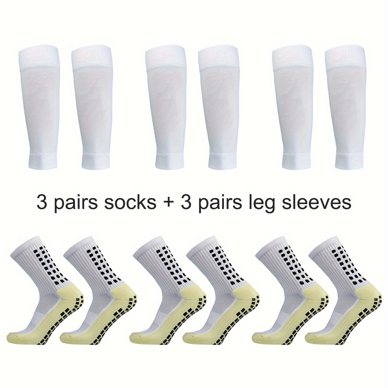 6 Pairs Sports Outdoor Leg Football Socks Set Breathable Non Slip Silicone Grip Soccer Socks