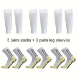 6 Pairs Sports Outdoor Leg Football Socks Set Breathable Non Slip Silicone Grip Soccer Socks