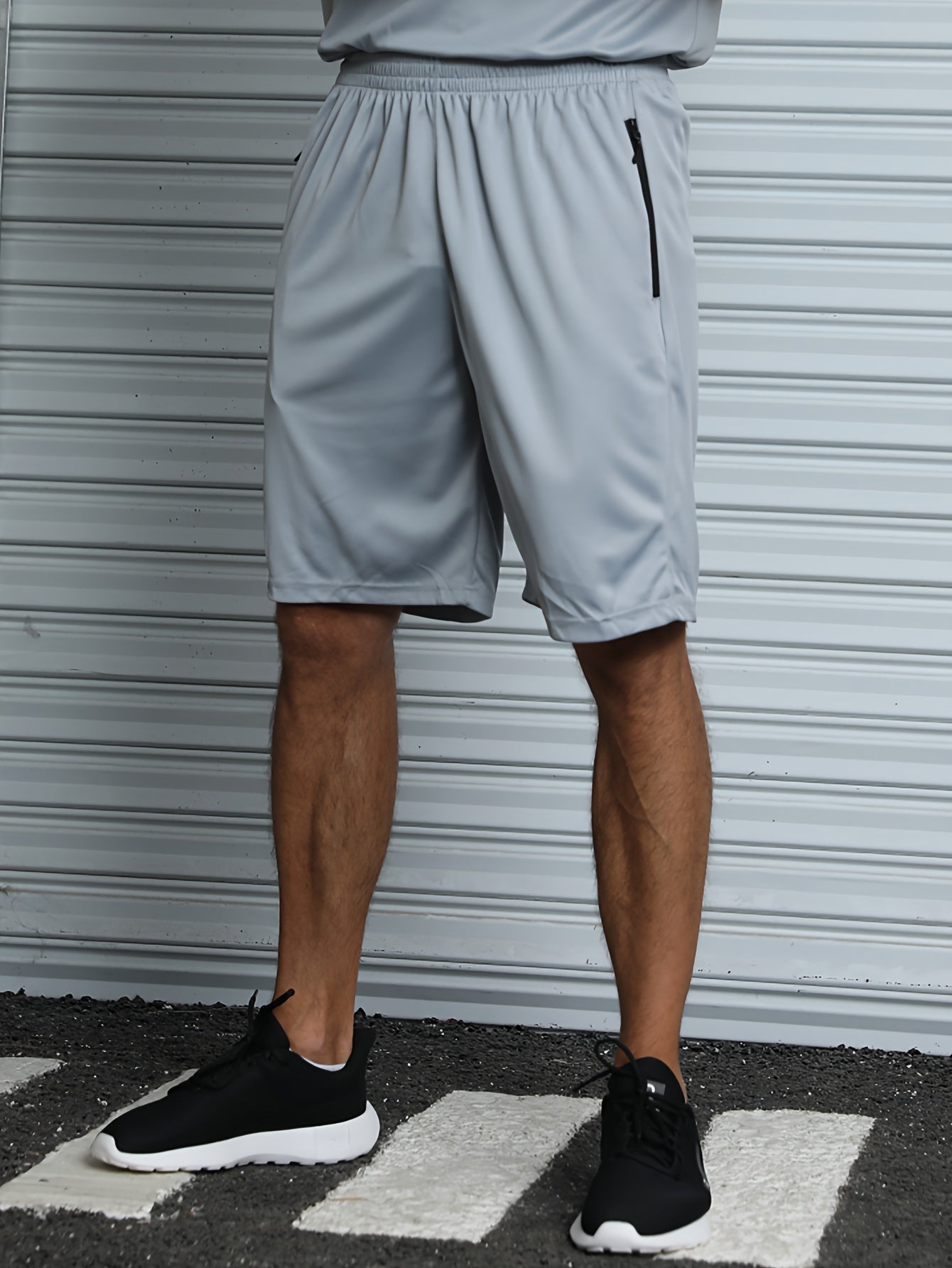 Quick Dry 2pcs Men's Athletic Shorts - Elastic Waistband with Zip Pockets - Basketball Football Activewear