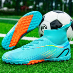 Professional Men's High Top Turf Football Boots - Anti-skid Breathable Lace Up TF Soccer Cleats for Summer Rainy Day Training and Outdoor Competition