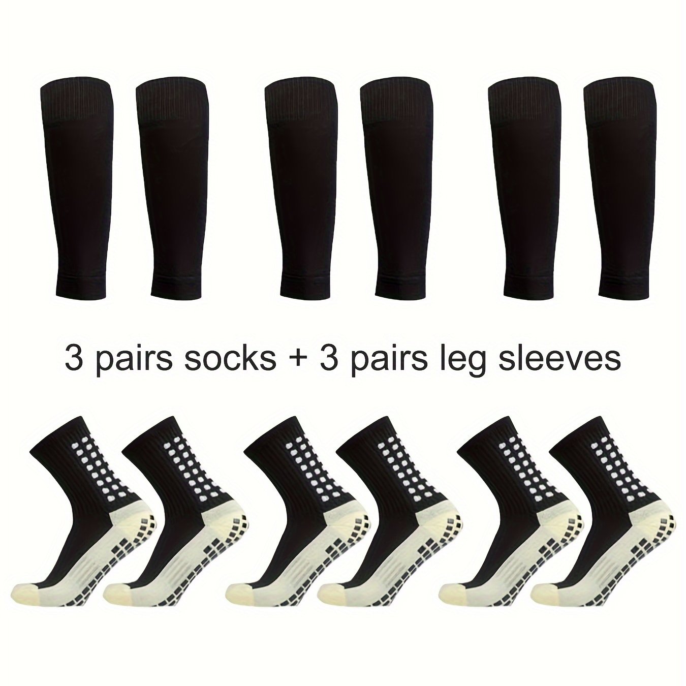 6 Pairs Sports Outdoor Leg Football Socks Set Breathable Non Slip Silicone Grip Soccer Socks