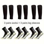 6 Pairs Sports Outdoor Leg Football Socks Set Breathable Non Slip Silicone Grip Soccer Socks