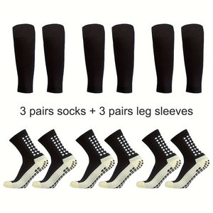 6 Pairs Sports Outdoor Leg Football Socks Set Breathable Non Slip Silicone Grip Soccer Socks