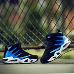 Men's Professional Basketball Shoes, Comfy High Top Breathable Non Slip Shock Absorption Lace Up Air Cushion Sneakers For Training Running Walking