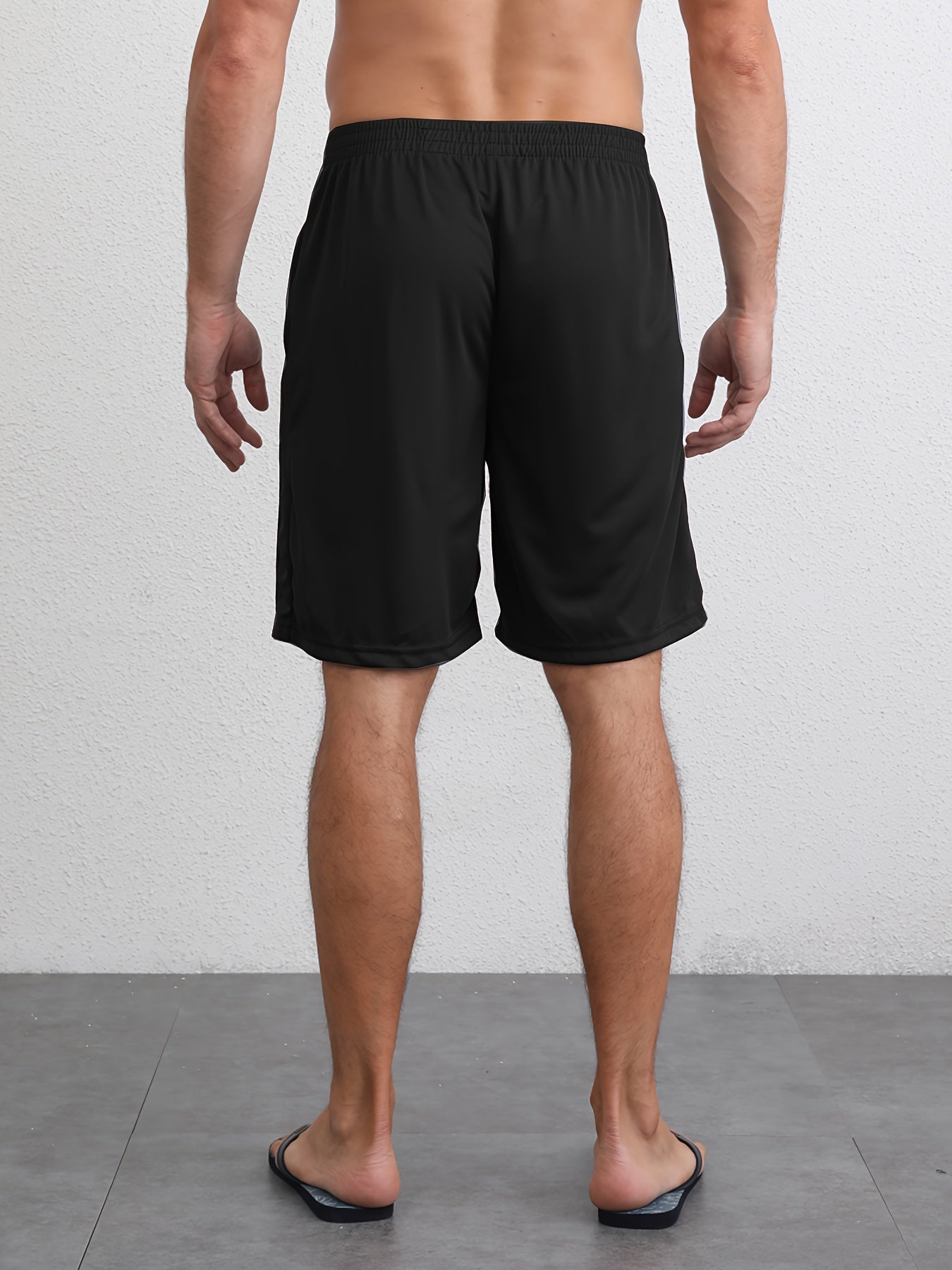 Quick Dry 2pcs Men's Athletic Shorts - Elastic Waistband with Zip Pockets - Basketball Football Activewear