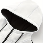 Two-Piece Color Block Men's Casual Sportswear Hoodie Set, Zip-Up Drawstring Jogging Suit For All Seasons
