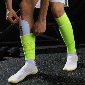 1 par de calcetines de pantorrilla de fútbol protectores de fútbol calcetines largos de fútbol protector de pie calcetines fijos calcetines de protección de pantorrilla al aire libre