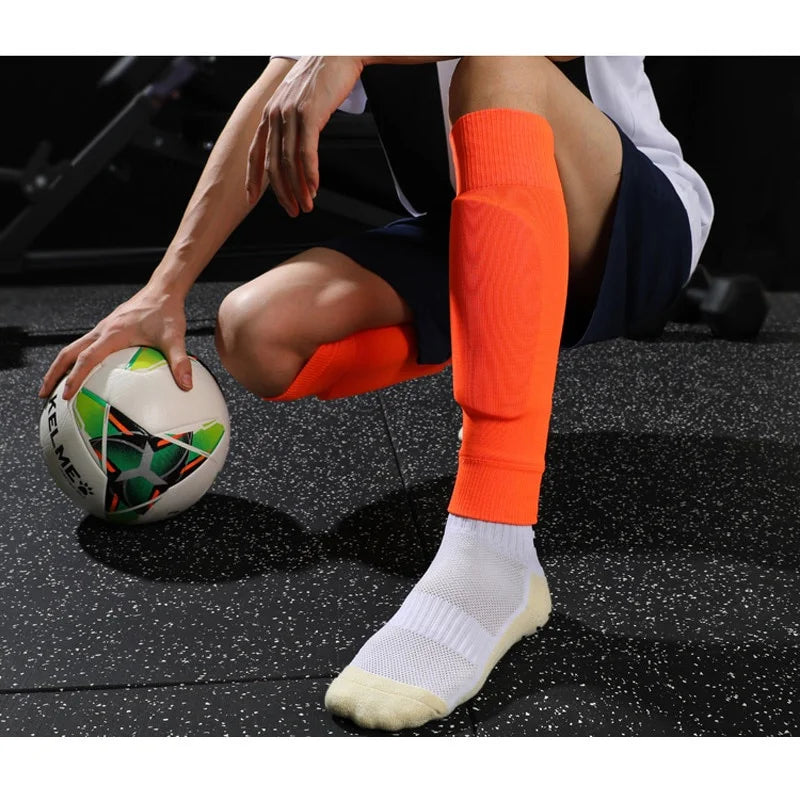 1 par de calcetines de pantorrilla de fútbol protectores de fútbol calcetines largos de fútbol protector de pie calcetines fijos calcetines de protección de pantorrilla al aire libre