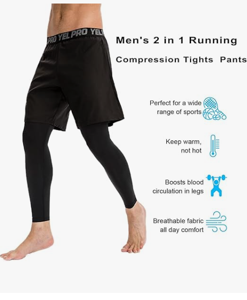 Pantalones cortos para correr 2 en 1 para hombre, pantalones cortos de compresión con bolsillo para hombre