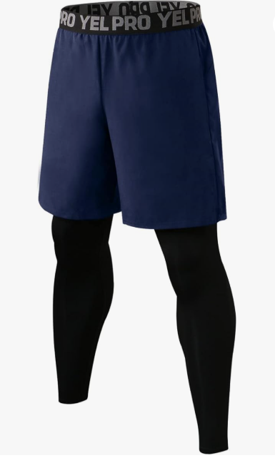 Pantalones cortos para correr 2 en 1 para hombre, pantalones cortos de compresión con bolsillo para hombre