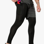 Pantalones de correr para hombre con bolsillos, pantalones de compresión 2 en 1 con pantalones cortos, mallas atléticas de secado rápido