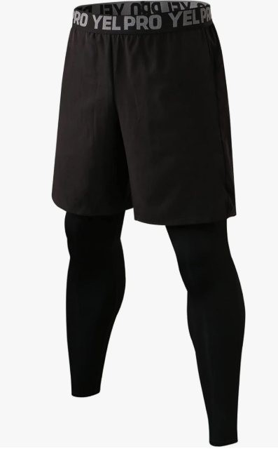 Pantalones cortos para correr 2 en 1 para hombre, pantalones cortos de compresión con bolsillo para hombre