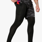 Pantalones de correr para hombre con bolsillos, pantalones de compresión 2 en 1 con pantalones cortos, mallas atléticas de secado rápido